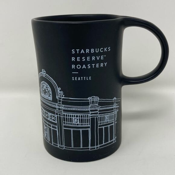 Starbucks Reserve Roastery Seattle Black Ceramic Coffee Tea Cup Mug Handle 10 oz - Picture 1 of 8
